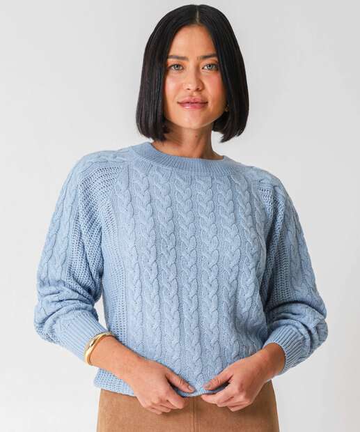 Image_Suéter Feminino Trançado Textura Marisa Azul