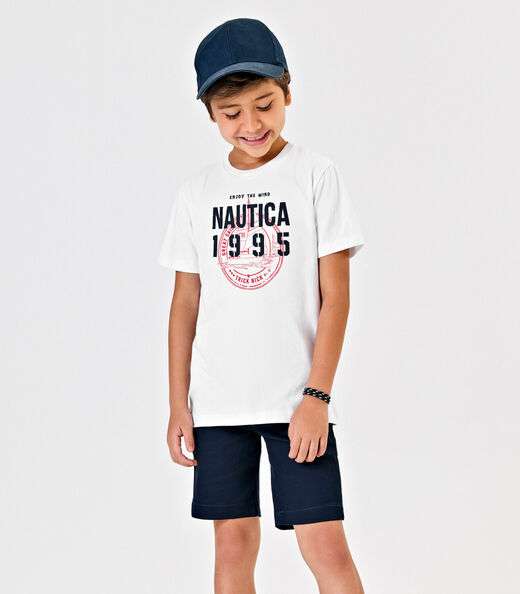 Conjunto Menino Camiseta Com Bermuda Trick Nick Branco