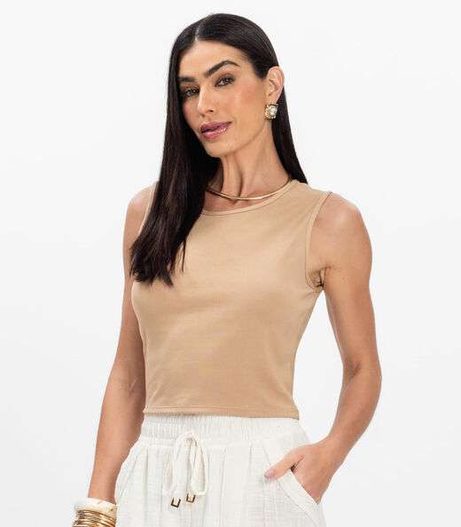 Regata Feminina em Ponto Roma Rovitex Marrom