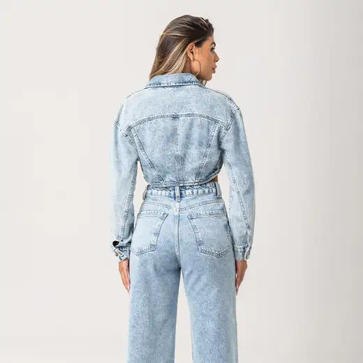 Jaqueta Jeans Cropped Feminina Zune