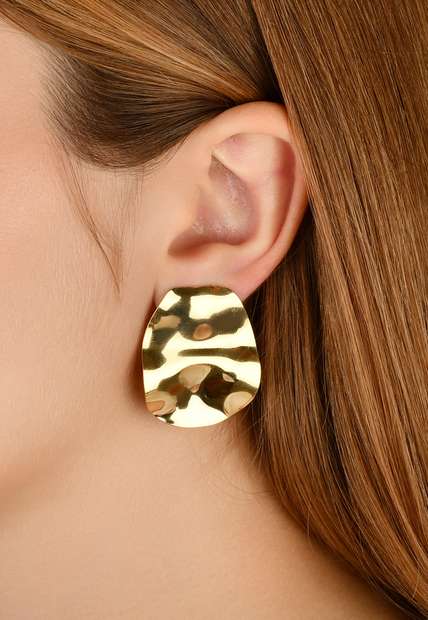 Brinco Semijoia Orgânico Banho Em Ouro 18k