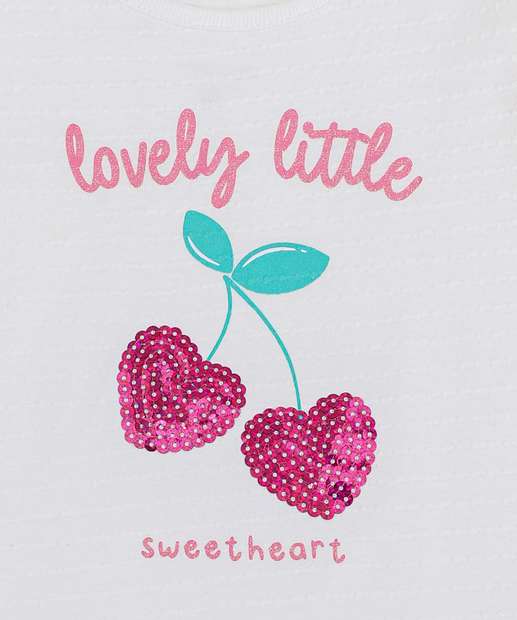 Camiseta Infantil Cerejas Paêtes Marisa Tam 1 a 3 Off White