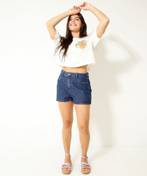 Blusa Feminina Com Bordado Manga Curta Marisa  