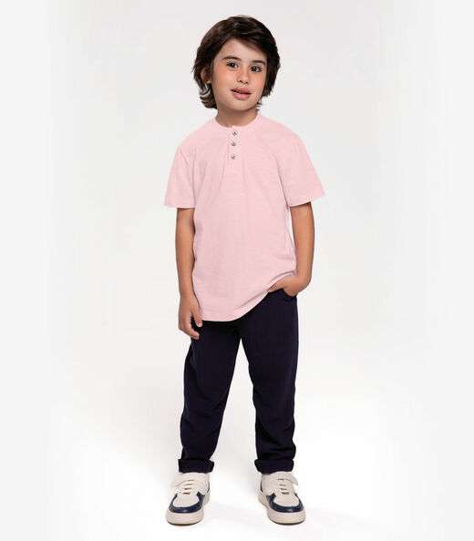 Camiseta Infantil Em Meia Malha Trick Nick Rosa
