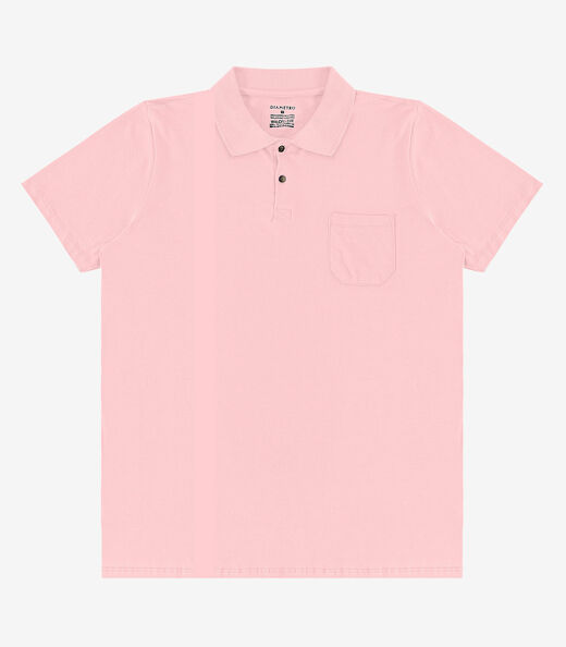 Polo Masculina Com Bolso Cotton Leve Diametro Rosa