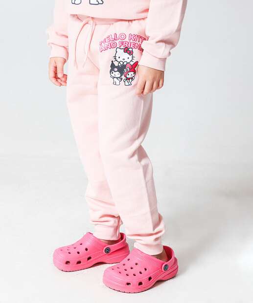 Calça Infantil Moletom Estampa Hello Kitty Tam 4 a 10 Rosa