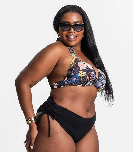 Image_Top Biquíni Estampado Com Bojo Plus Size Uni Femme Amarelo