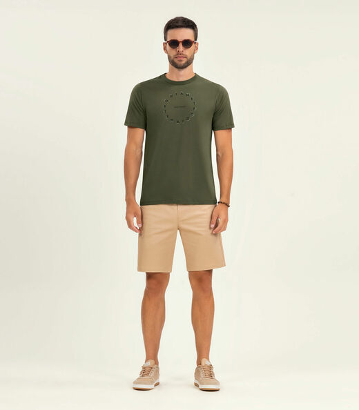 Camiseta Masculina Manga Curta Meia Malha Diametro Verde