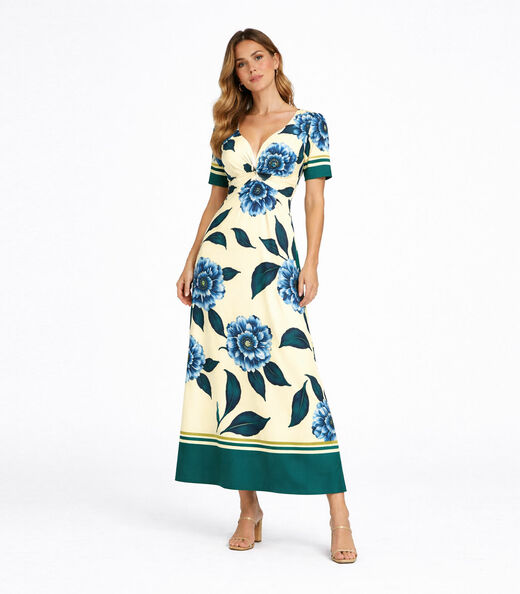 Image_Vestido Midi Feminino Com Detalhe Em Nó Donna Bege