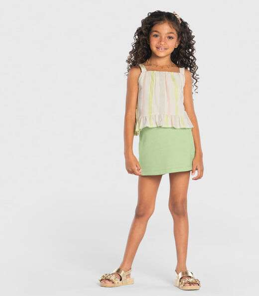 Conjunto Infantil Blusa Com Shorts Saia Trick Nick Verde
