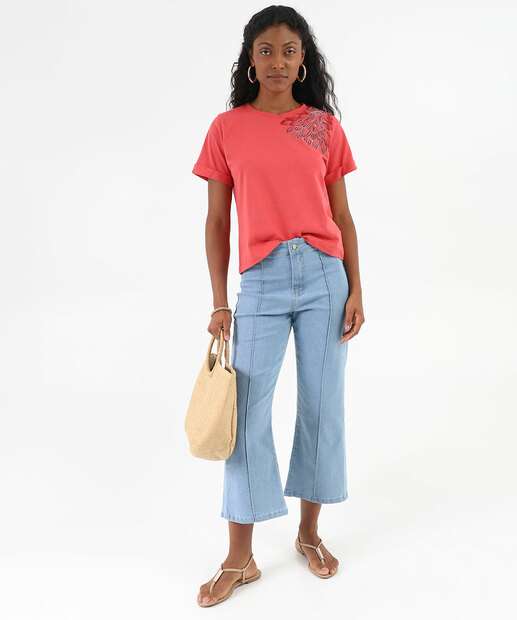 Image_Calça Jeans Reta Feminina Bolsos Azul