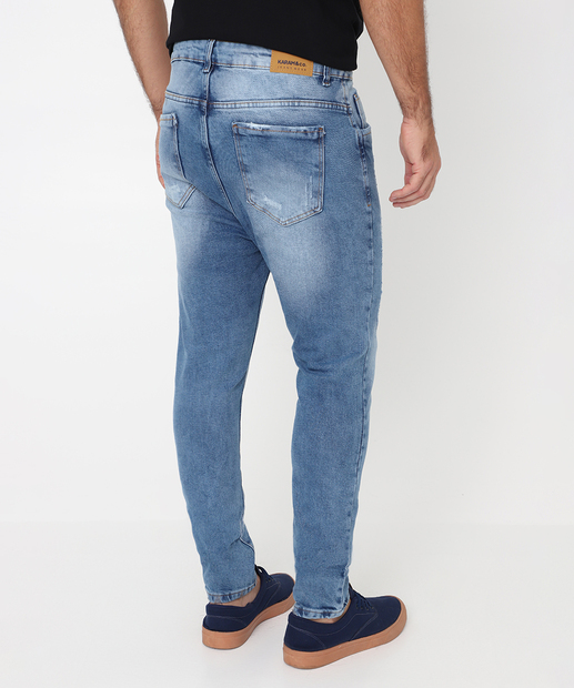 Calça Masculina Jeans Skinny Bolsos Azul Escuro