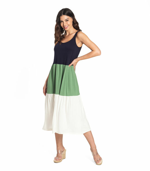 Vestido Midi Recortes Rovitex Azul