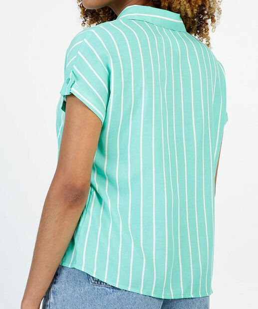 Camisa Feminina Listrada Manga Curta Marisa