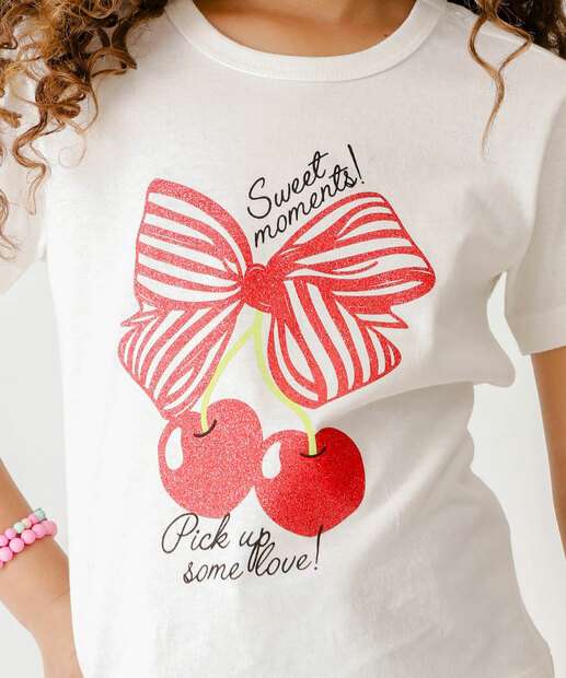 Blusa Infantil Estampa Cereja Marisa Tam 4 a 10