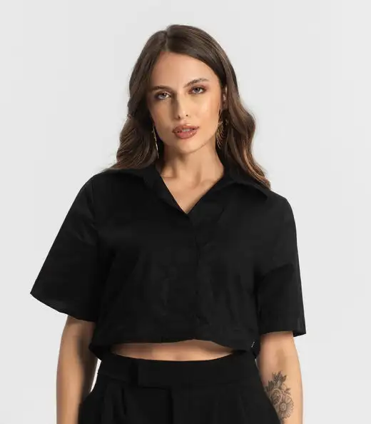 Camisa Cropped Endless Preto