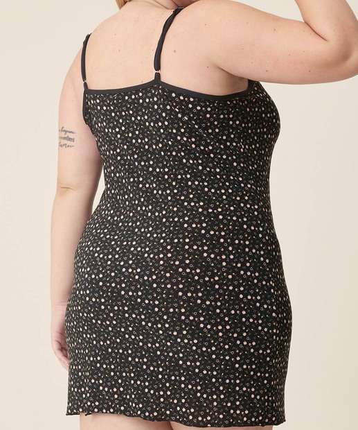 Camisola Plus Size Liganete Estampa Flores Alças FInas Marisa