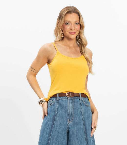 Image_Blusa de Alça Feminina Viscotorcion Básica Rovitex Amarelo
