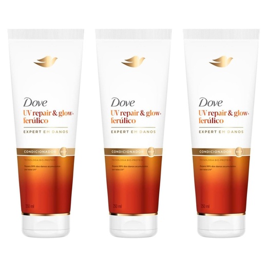 Image_Kit com 3 Unidades de Dove Condicionador UV Repair e Glow e Ferúlico 250ml