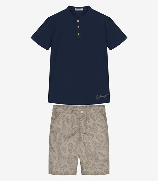 Conjunto Infantil Camiseta Com Bermuda Trick Nick Azul