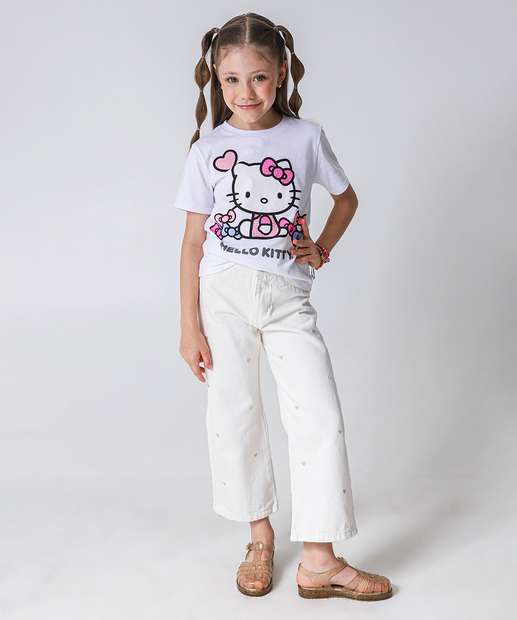 Blusa Infantil Hello Kitty Tam 4 a 10 Branco