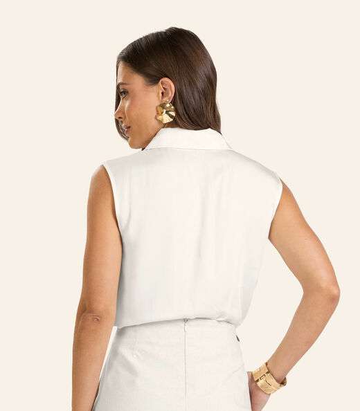 Camisa Gola Polo Feminina Endless Bege