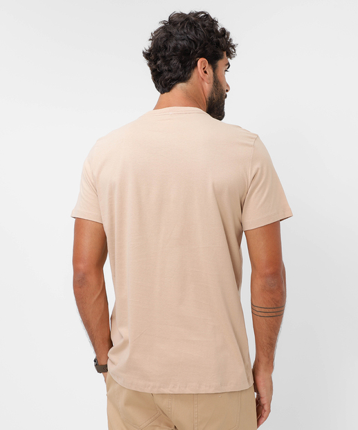 Camiseta Masculina Básica Manga Curta Marisa Bege