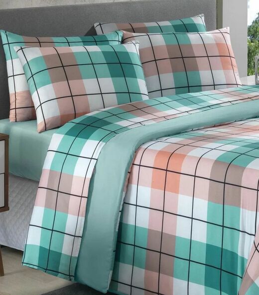 Jogo Capa de Edredom Queen 3 Peças Lar e Lazer Verde