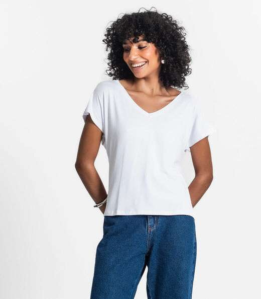 Blusa Feminina Viscotorcion Rovitex Branco