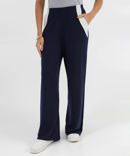 Calça Moletinho Pantalona Feminina Marisa Azul
