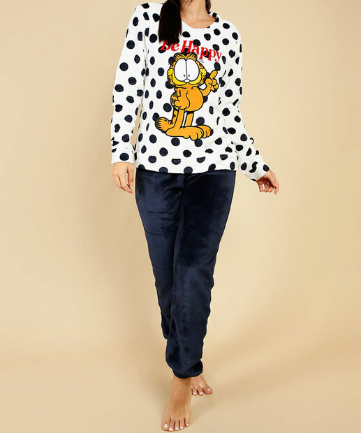 Pijama Feminino Fleece Estampado Manga Longa Garfield