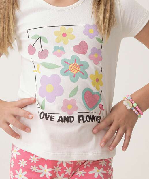 Conjunto Infantil Estampa Floral Marisa Tam 4 a 10