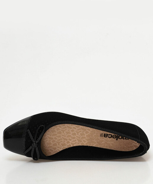 Sapatilha Feminina Bico Quadrado Laço Moleca Preto