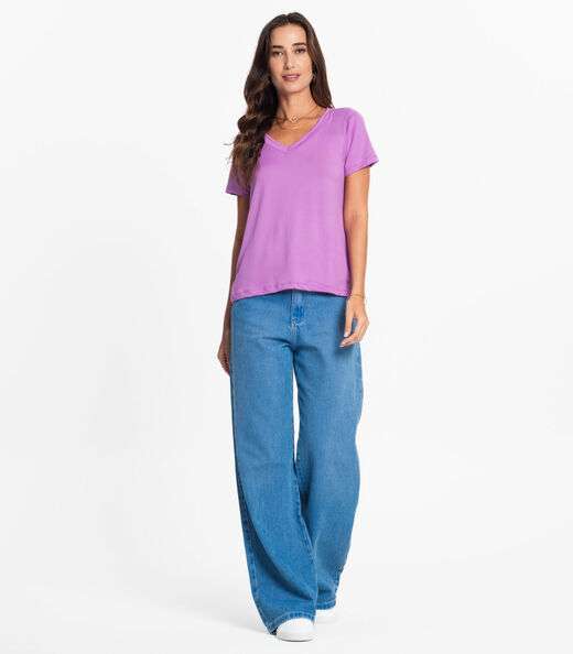 Blusa Feminina Malha Delicate Básica Rovitex Roxo