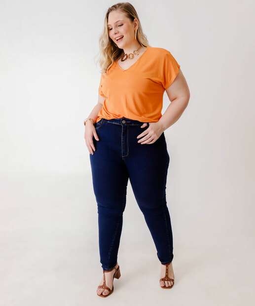 Calça Plus Size Feminina Jeans Skinny Sawary