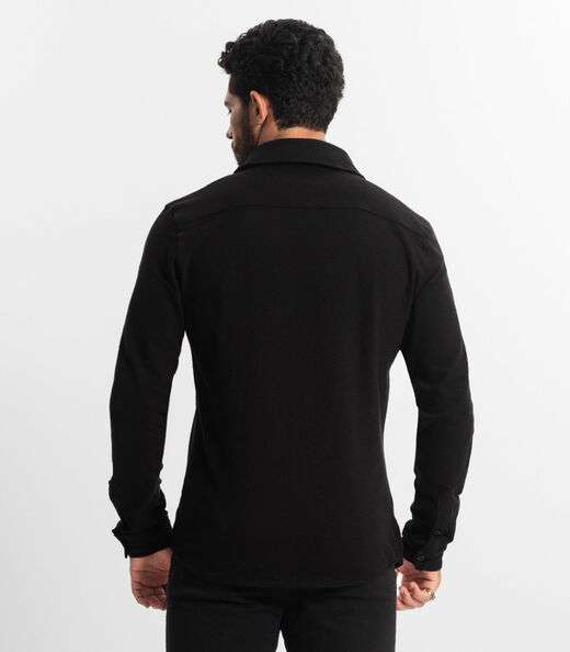 Camisa Masculina Manga Longa Moletinho Diametro Preto