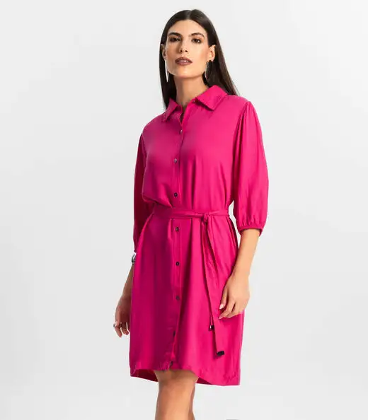 Vestido Feminino Chemise de Viscose Endless Rosa