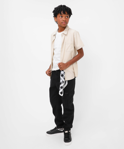 Camiseta Juvenil Textura Manga Curta MR Tam 10 a 16 Off White