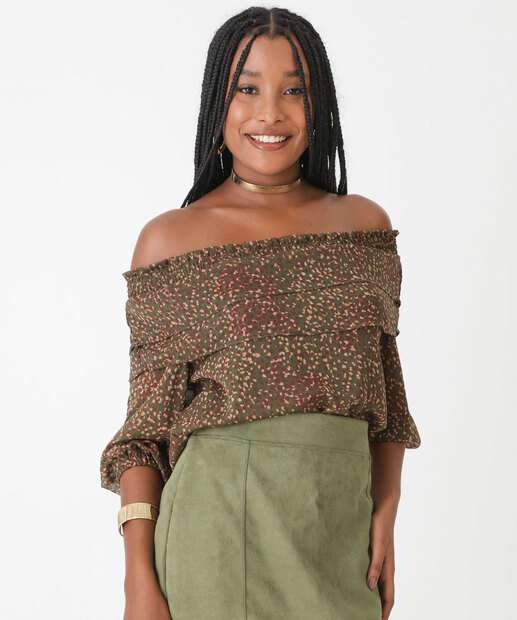 Blusa Ciganinha Feminina Estampada Manga 7/8 Marisa