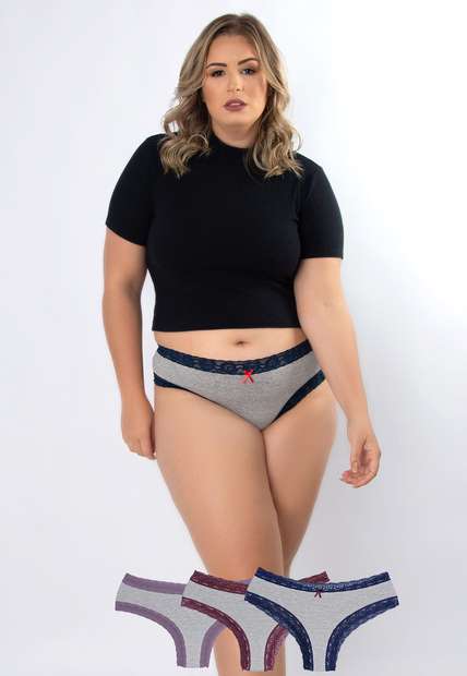 Image_Kit 3 Calcinhas Boneca Plus Size Algodão Concept Lingerie Multicolorido