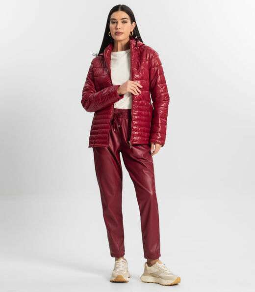 Jaqueta de Microfibra Feminina com Capuz Endless Vermelho