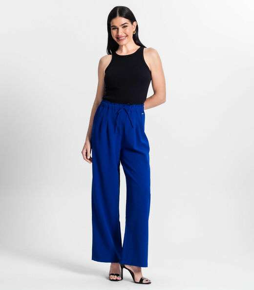 Calça De Viscose Rajada Feminina Endless Azul