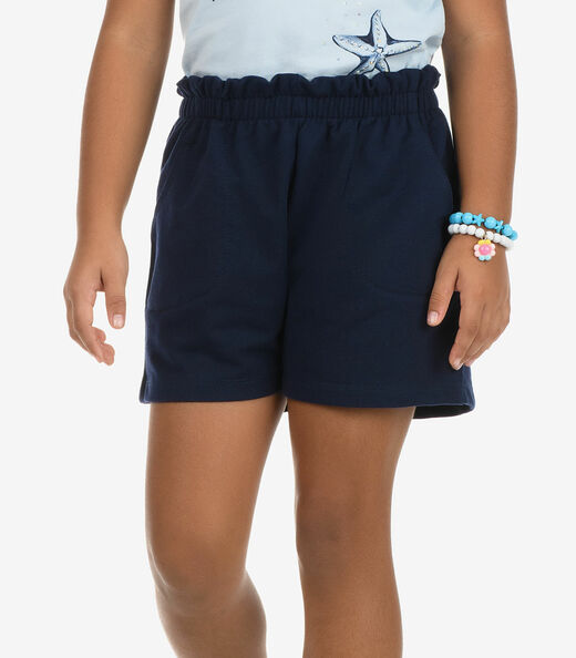 Conjunto Blusa Com Shorts Meia Malha Rovi Kids Azul