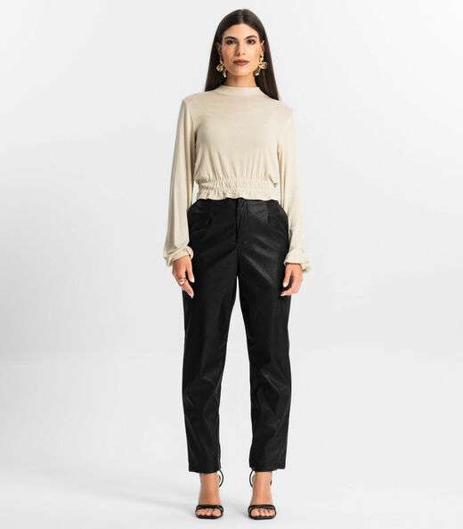 Blusa Feminina Tricot Manga Longa Endless Bege