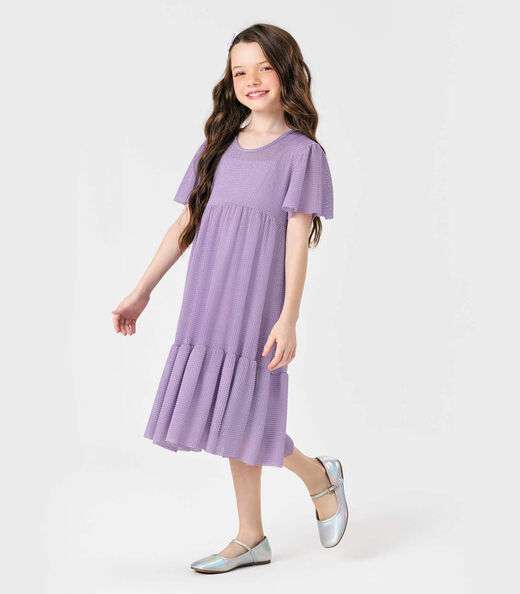 Vestido Midi Com Sobreposicao Trick Nick Roxo