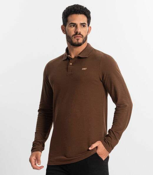 Polo Manga Longa Masculina Diametro Marrom