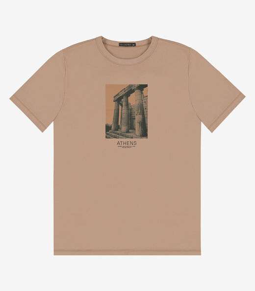 Camiseta Masculina em Meia Malha Diametro Marrom