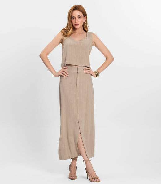 Image_Saia Midi Feminina Em Linho Fio Tinto Endless Marrom
