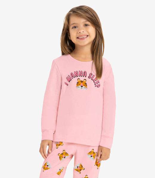 Pijama meia malha Rovi Kids Rosa