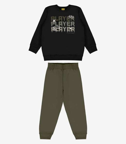 Conjunto Infantil Blusão Com Calça Rovi Kids Preto
